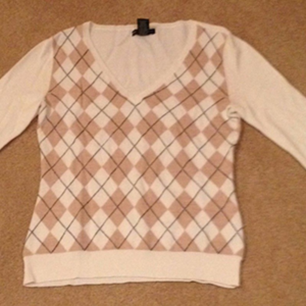 New York & Company Long Sleeve Cream Shirt